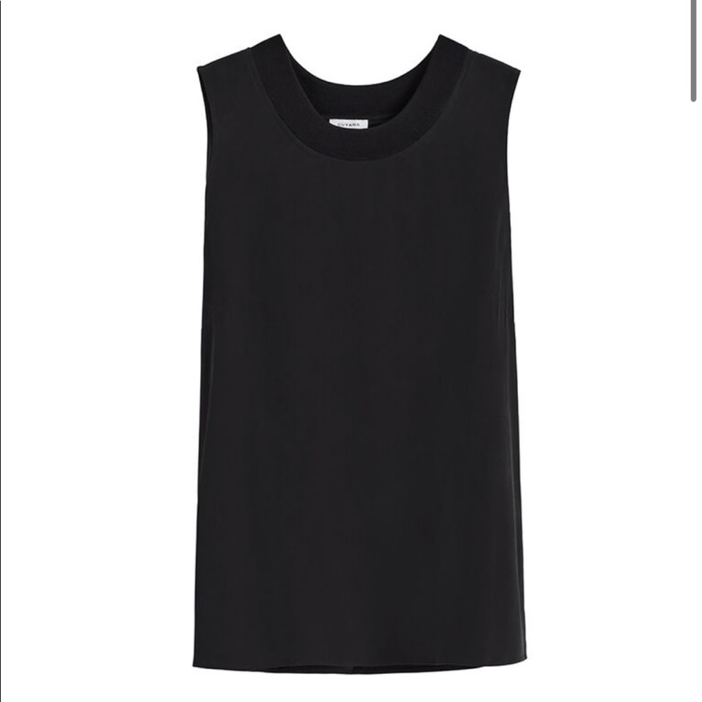 NWT! Cuyana Black Washable silk muscle tee-Large
